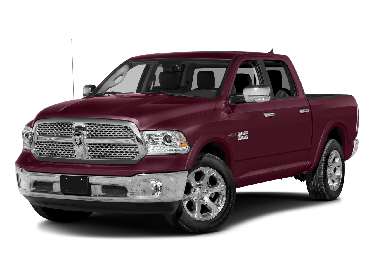 2017 RAM 1500 Laramie in Delmonico Red Pearlcoat — front three-quarter view
