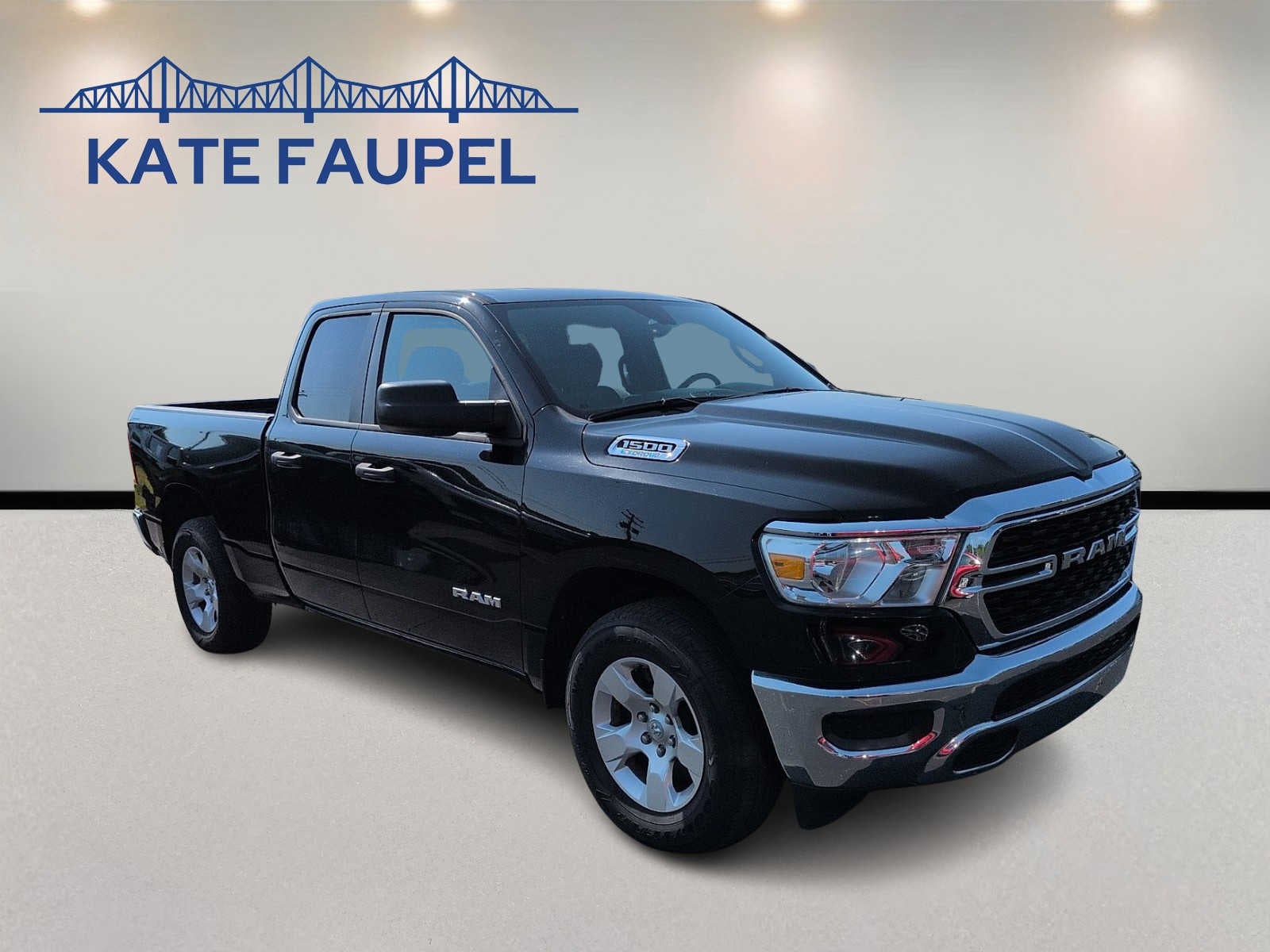 2023 RAM 1500 Big Horn in Black — front three-quarter view