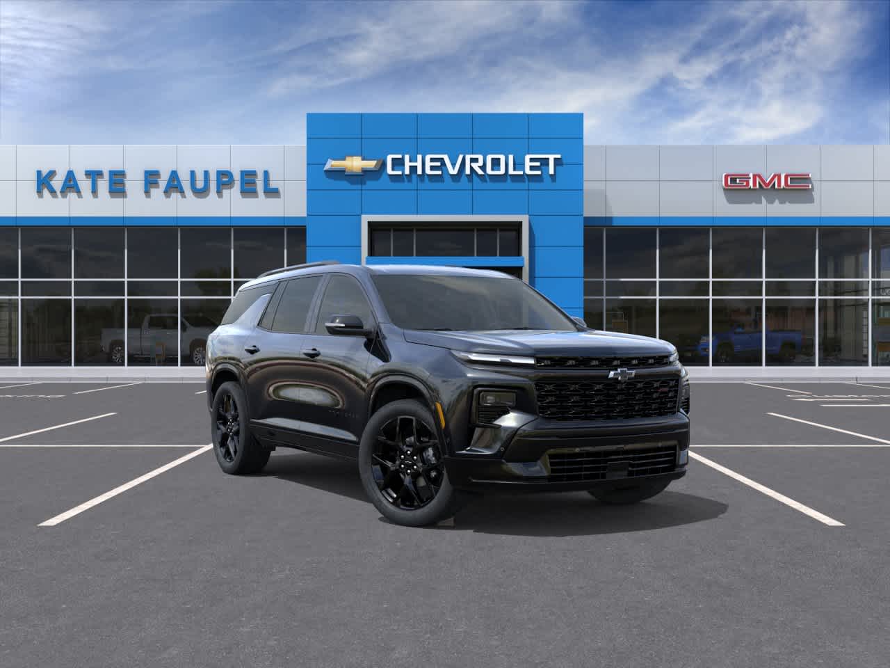 2026 Chevrolet Traverse RS in Mosaic Black Metallic — front three-quarter view