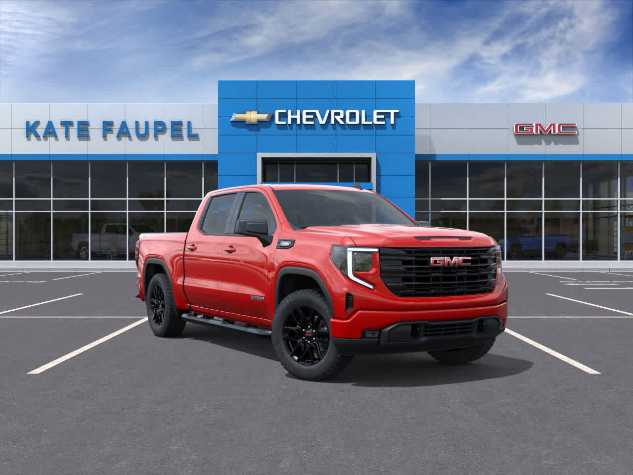 2026 GMC Sierra 1500 Elevation in Cardinal Red — front three-quarter view