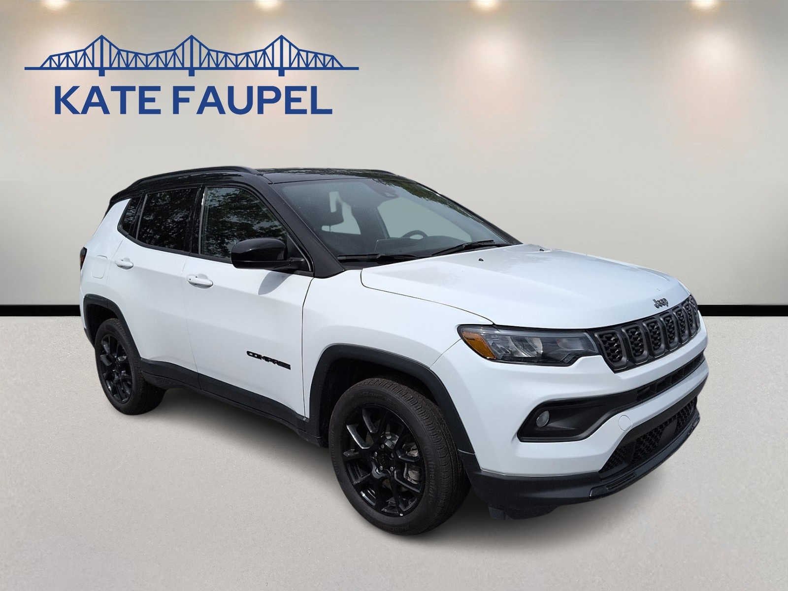 2024 Jeep Compass Latitude in White — front three-quarter view