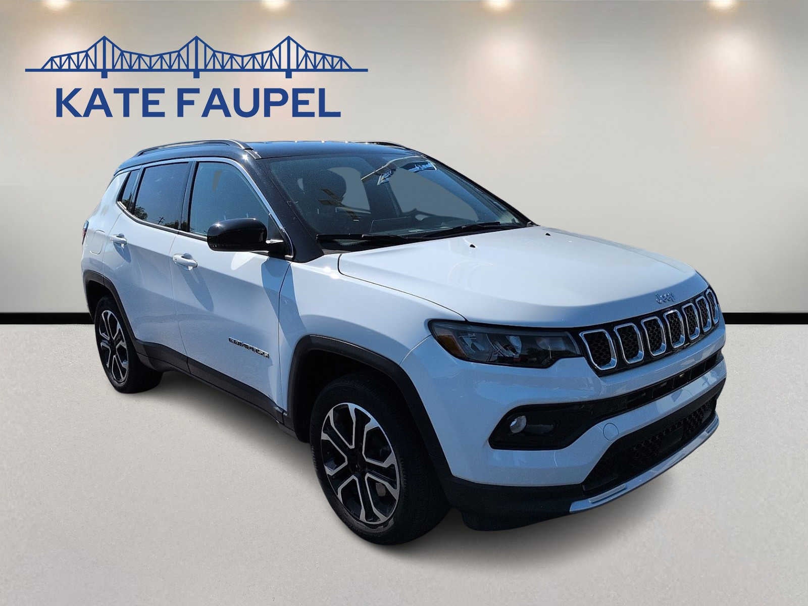 2023 Jeep Compass Limited in White — front three-quarter view
