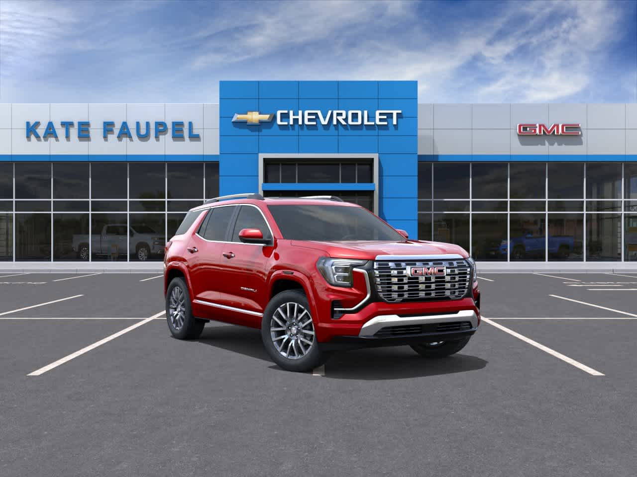 2027 GMC Terrain AWD Denali in Volcanic Red Tintcoat — front three-quarter view
