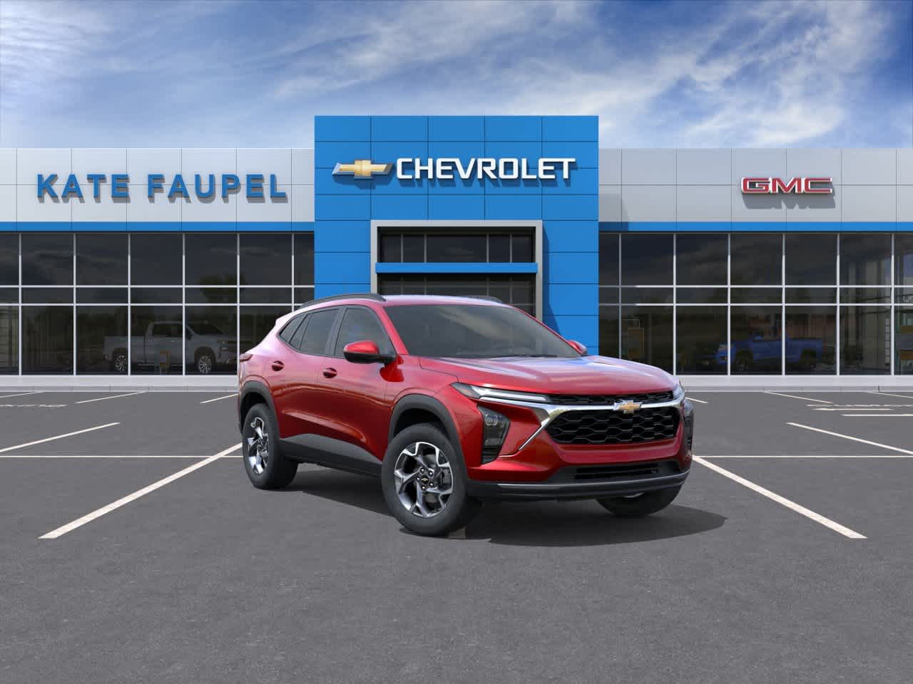 2026 Chevrolet Trax LT in Apex Red — front three-quarter view