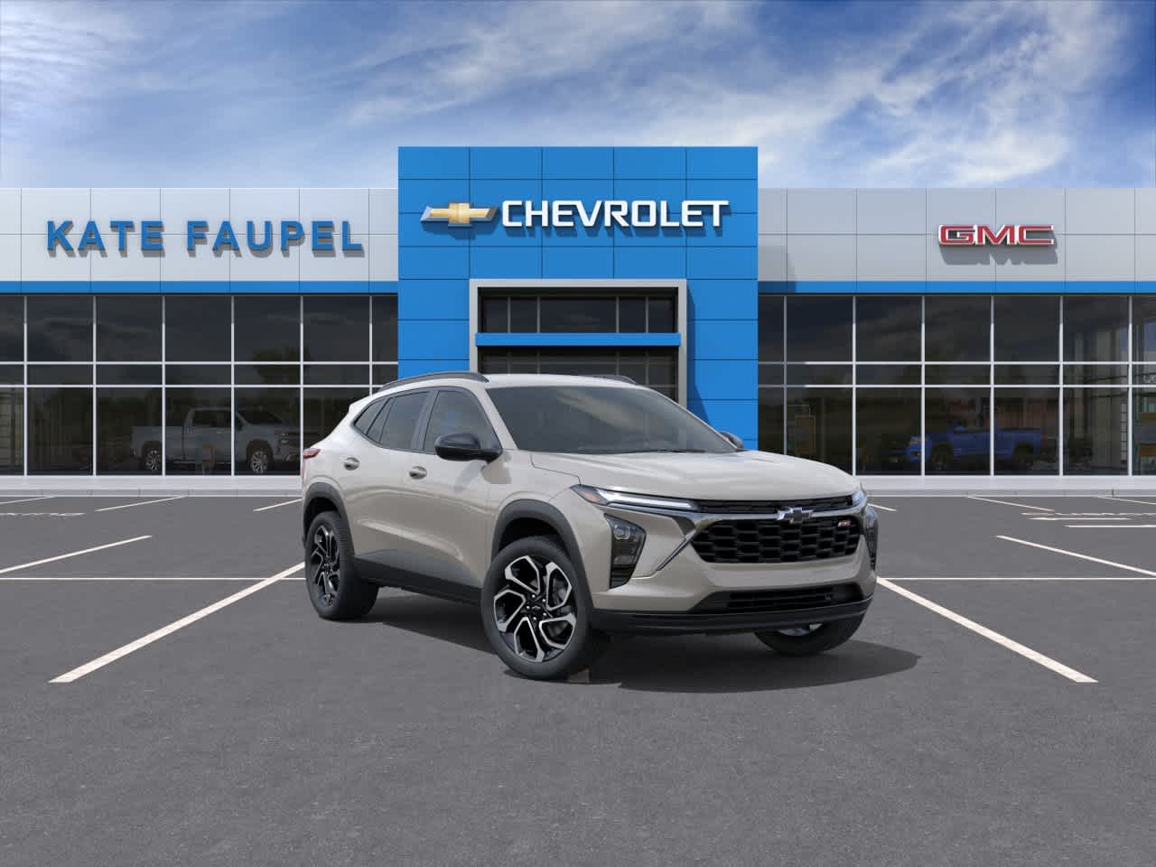 2026 Chevrolet Trax 2RS in White Sands — front three-quarter view