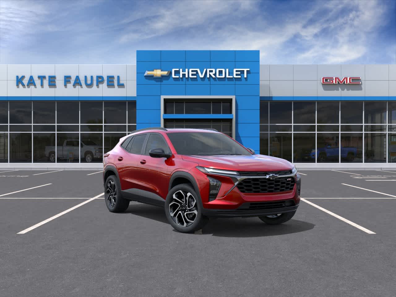 2026 Chevrolet Trax 2RS in Apex Red — front three-quarter view