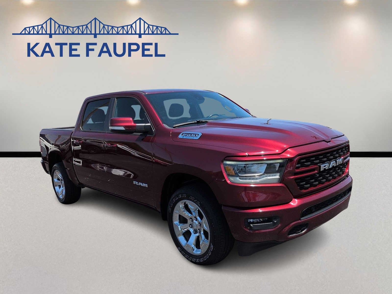 2022 RAM 1500 Big Horn in Delmonico Red Pearlcoat — front three-quarter view