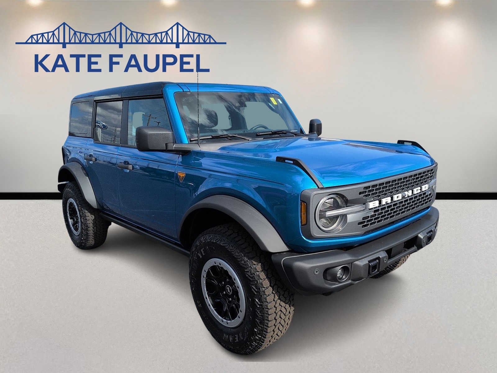 2026 Ford Bronco Badlands in Velocity Blue Metallic — front three-quarter view