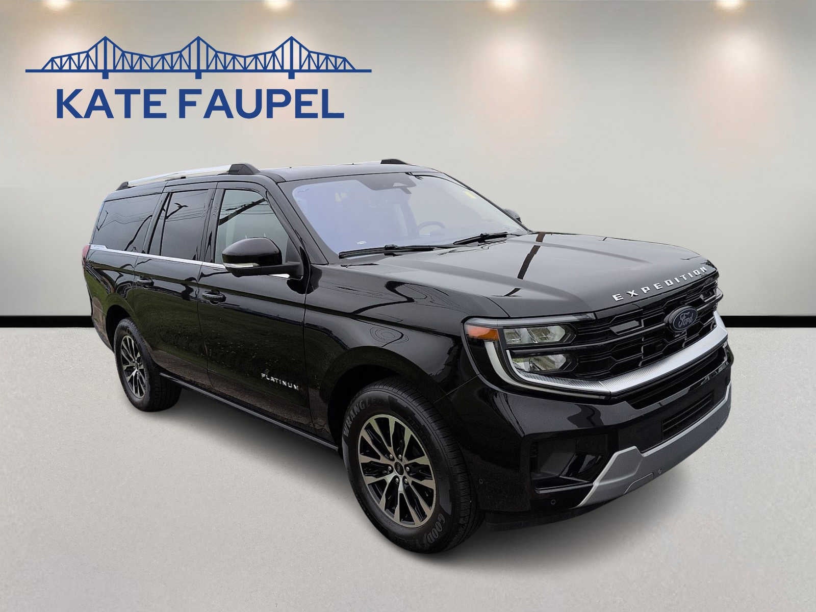 2025 Ford Expedition Max Platinum in Agate Black Metallic — front three-quarter view