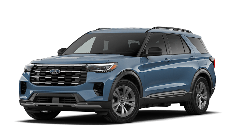 2026 Ford Explorer Active w/200A Pkg in Vapor Blue Metallic — front three-quarter view