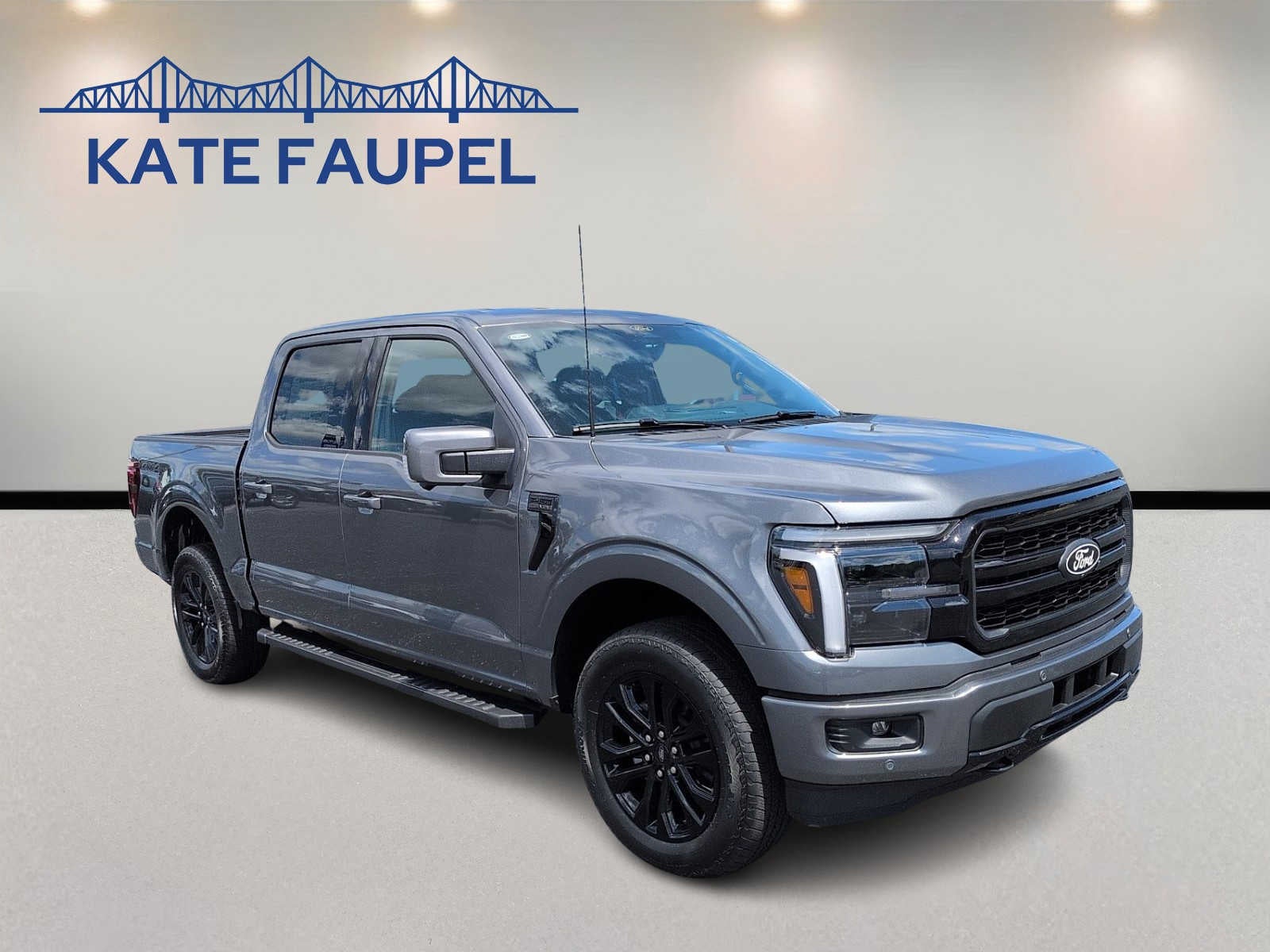 2026 Ford F-150 LARIAT in Carbonized Gray Metallic — front three-quarter view