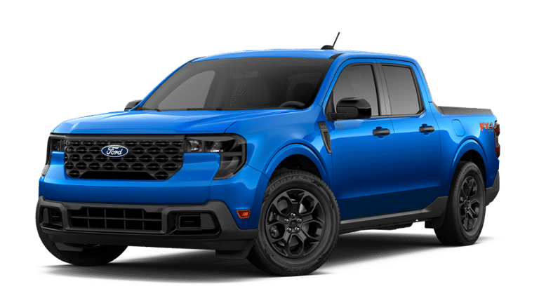 2026 Ford Maverick XLT in Velocity Blue — front three-quarter view
